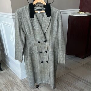 Gray and Black Midi Dress with Classic Tailoring